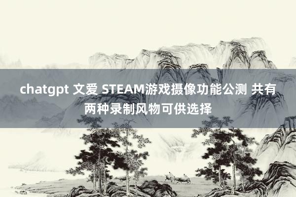 chatgpt 文爱 STEAM游戏摄像功能公测 共有两种录制风物可供选择